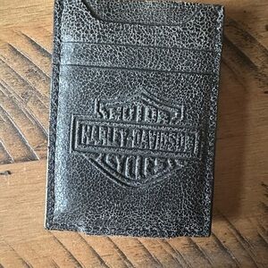 Red Black Textured Leather Card Holder